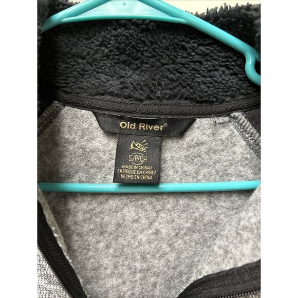 Old River Grey Fleece 1/4 Zip Mock Collar Pullover Sweatshirt S/P - Picture 4 of 7